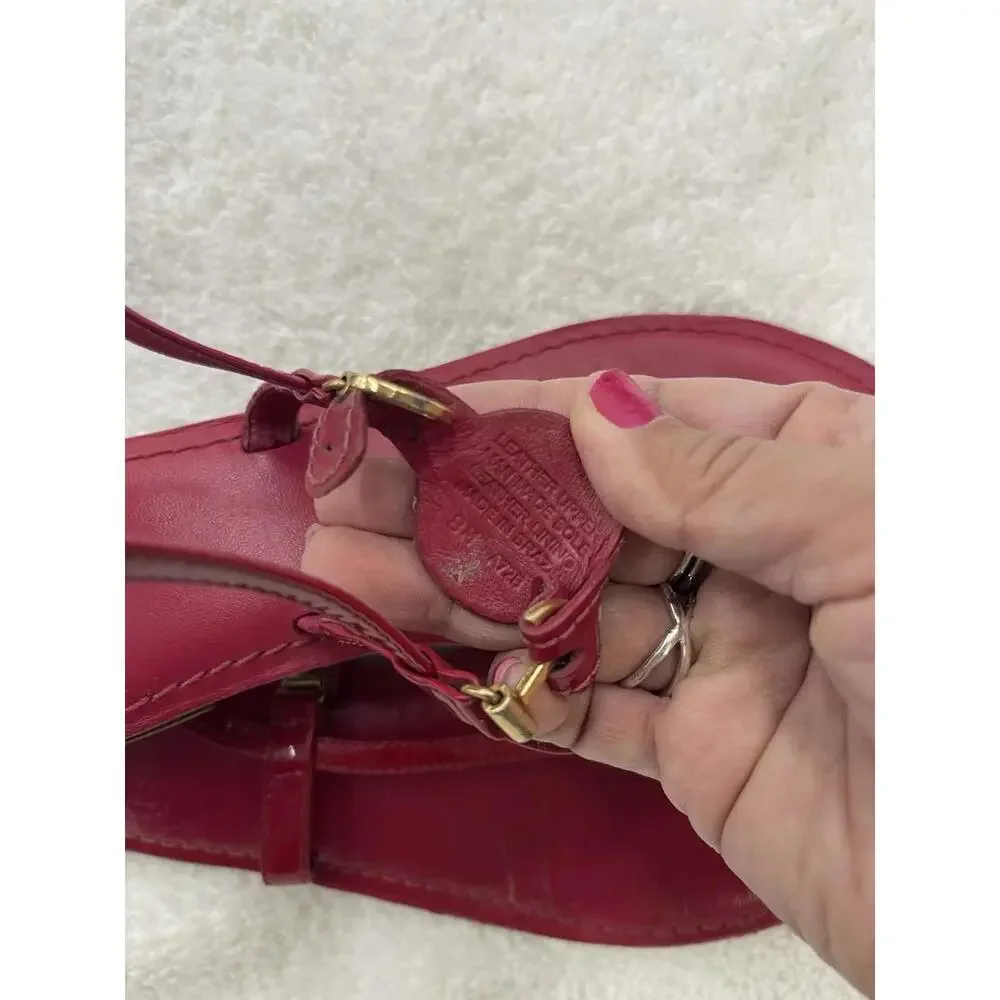 Tory Burch Deep Pink Dillan Sandals Thong With Gold Logo‎ Size us 8 H72